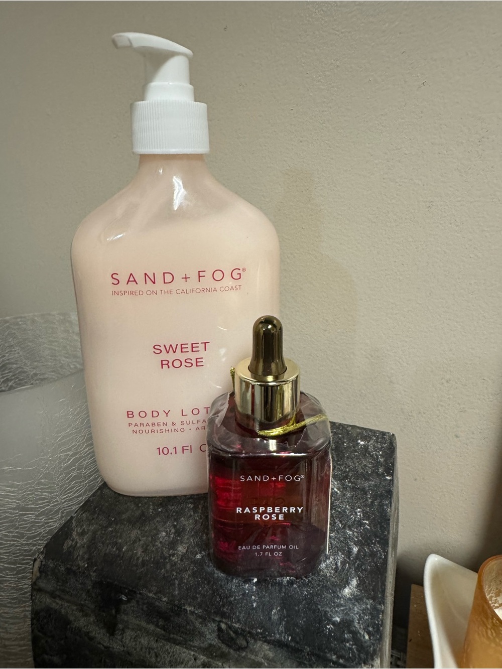 SAND + FOG Sweet Rose Body Lotion & Raspberry Rose Perfume Oil Duo - Pink/Red
